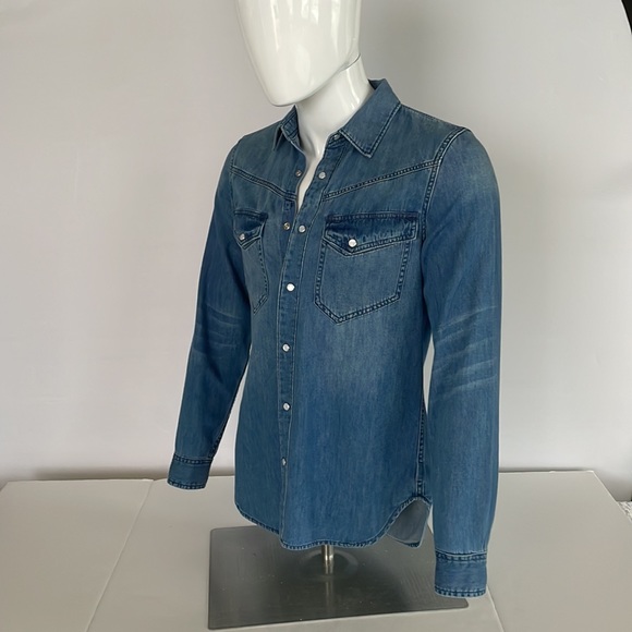 7 For all Mankind Mens Denim Snap Shirt - Picture 9 of 16